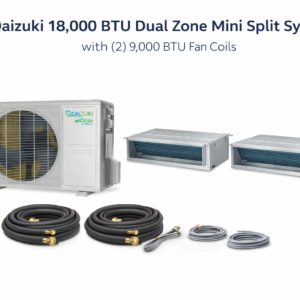 Daizuki 18,000 BTU Dual Zone Mini Split System with (2) 9K BTU Fan Coils